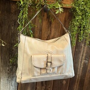 Beautiful White Leather Coach Bag
